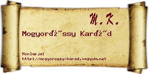 Mogyoróssy Karád névjegykártya
